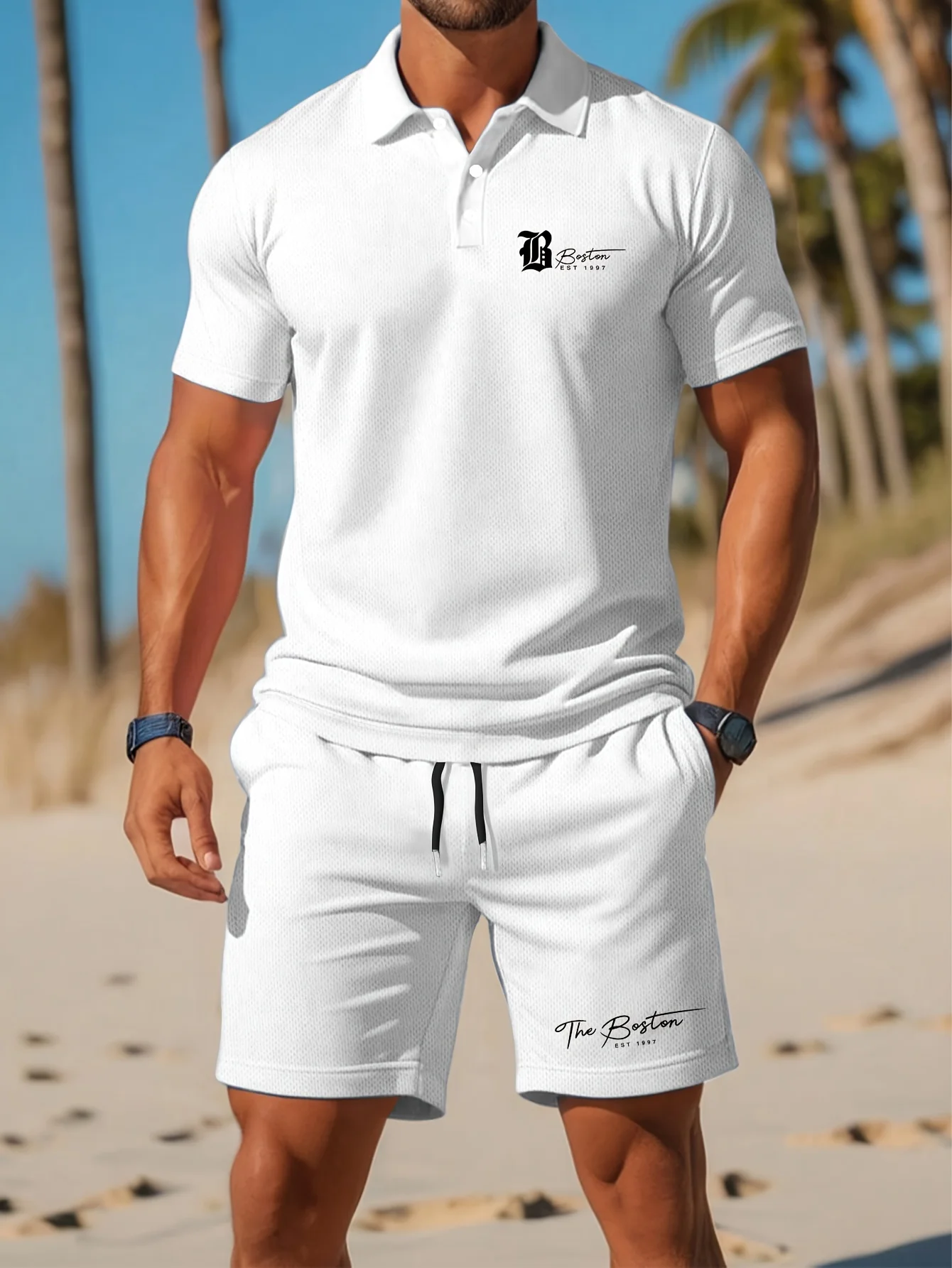 Summer Clothing Haul - Conjunto de Camisa Polo Masculina Nova