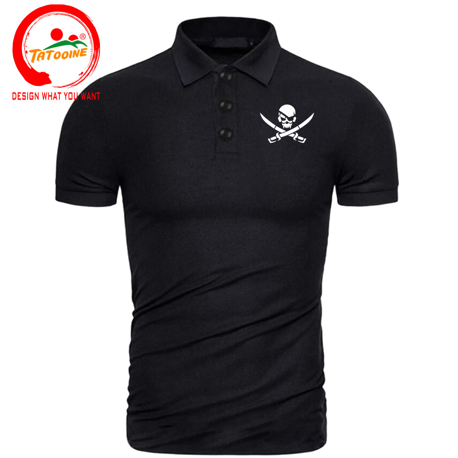 Summer Clothing Logo - Crânio Pirata dos homens Camisa Polo