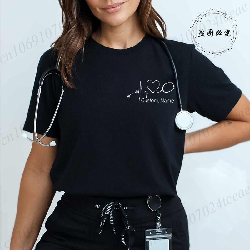 Summer Clothing Name - Camiseta Personalizada para Enfermeiros com Estetoscópio