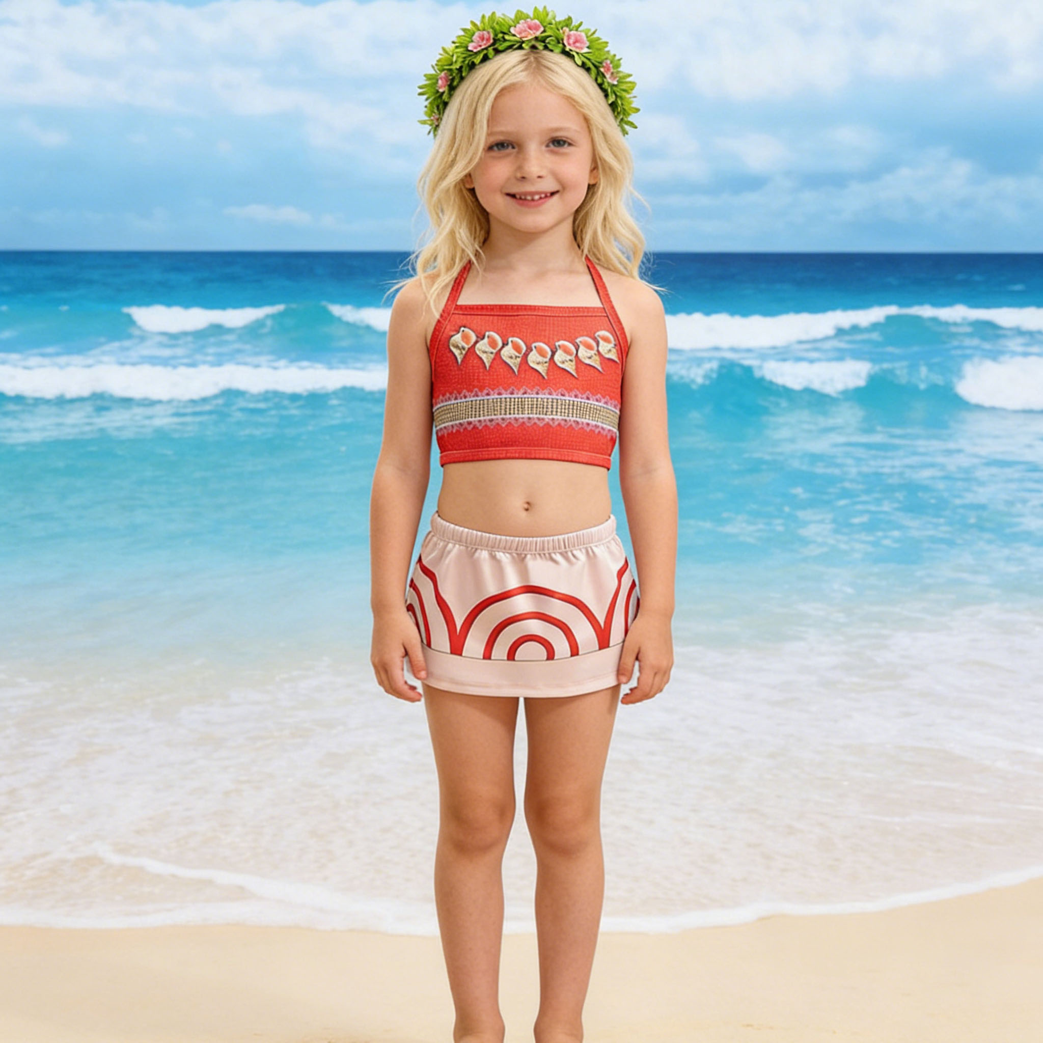 Summer Clothing For Kids Girls - Fantasia de Praia Tropical para Meninas