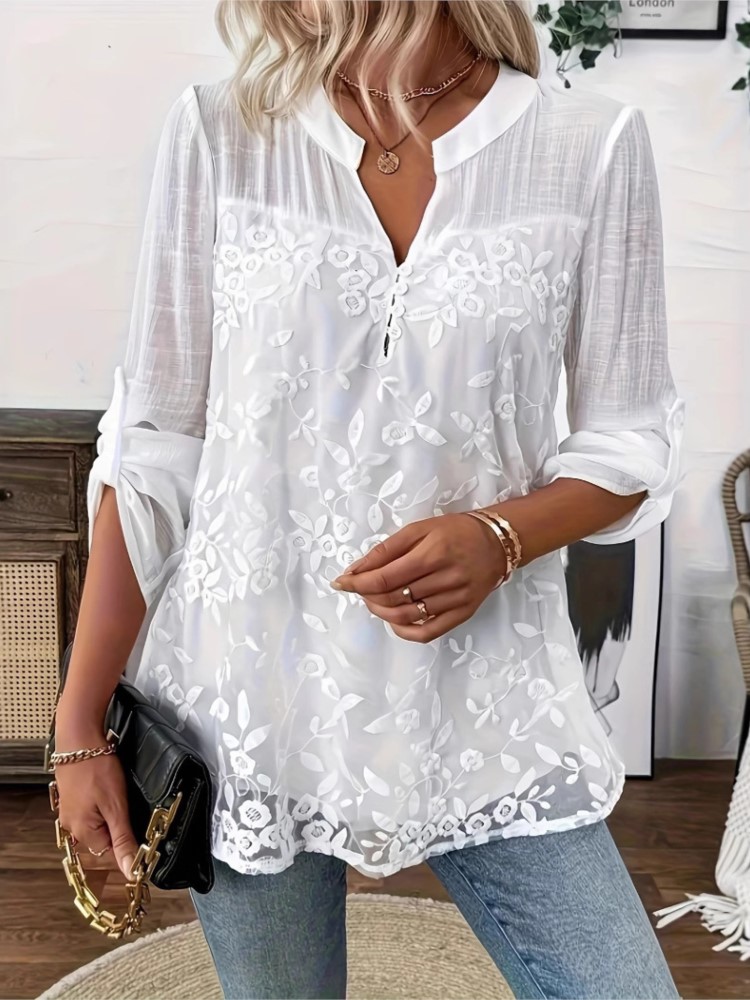 Summer Clothing Holiday - Moda camisa de renda branca topo