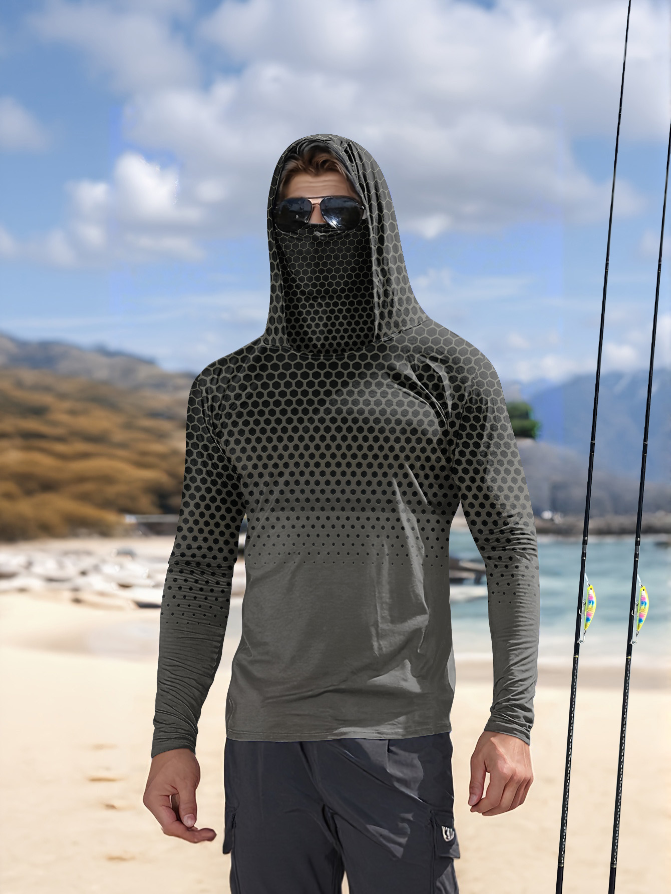 Camisa de pesca masculina com  - Summer Clothing Long Sleeve avaliação e preço