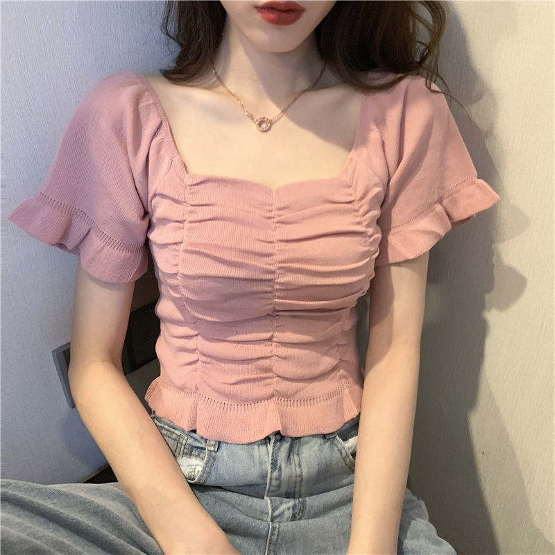Blusa de Moda Tricotada para M - Summer Clothing For Teens avaliação e preço